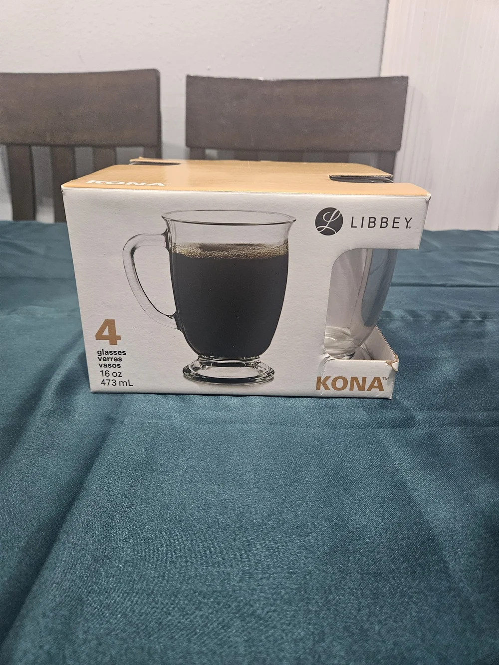 Libbey Clear Glass Kona Coffee Mugs - Set of 4